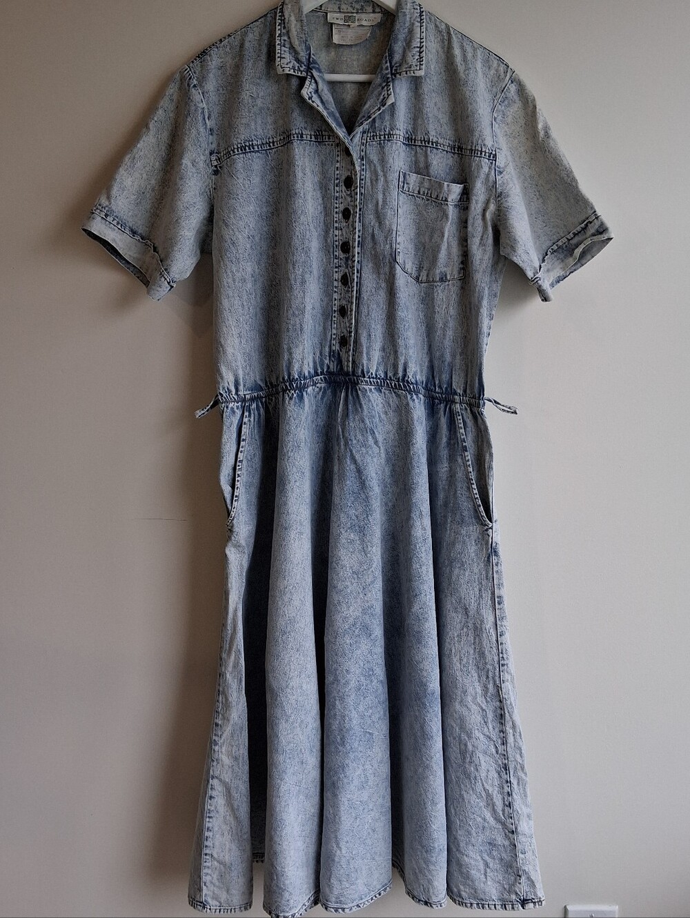 Acid Wash Denim Vintage 80s-90s Dress Two Roads By Sears Sz 18 Fits XL GUC